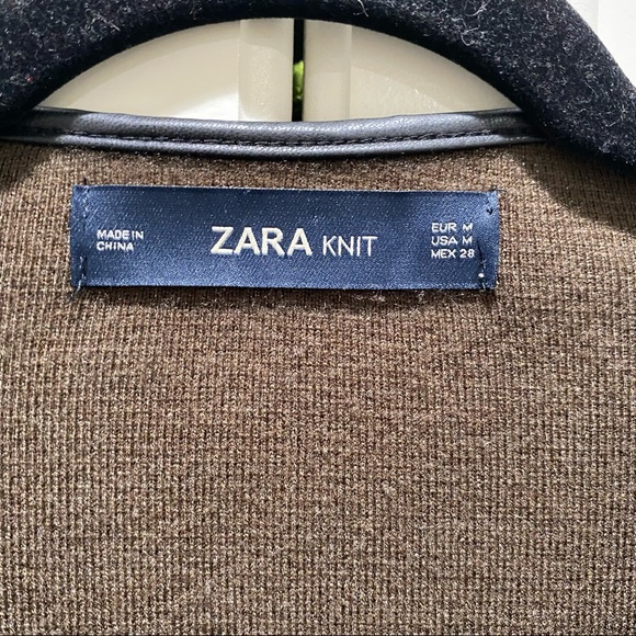 Zara Olive Green Open Front Cardigan Size Medium - Picture 3 of 7